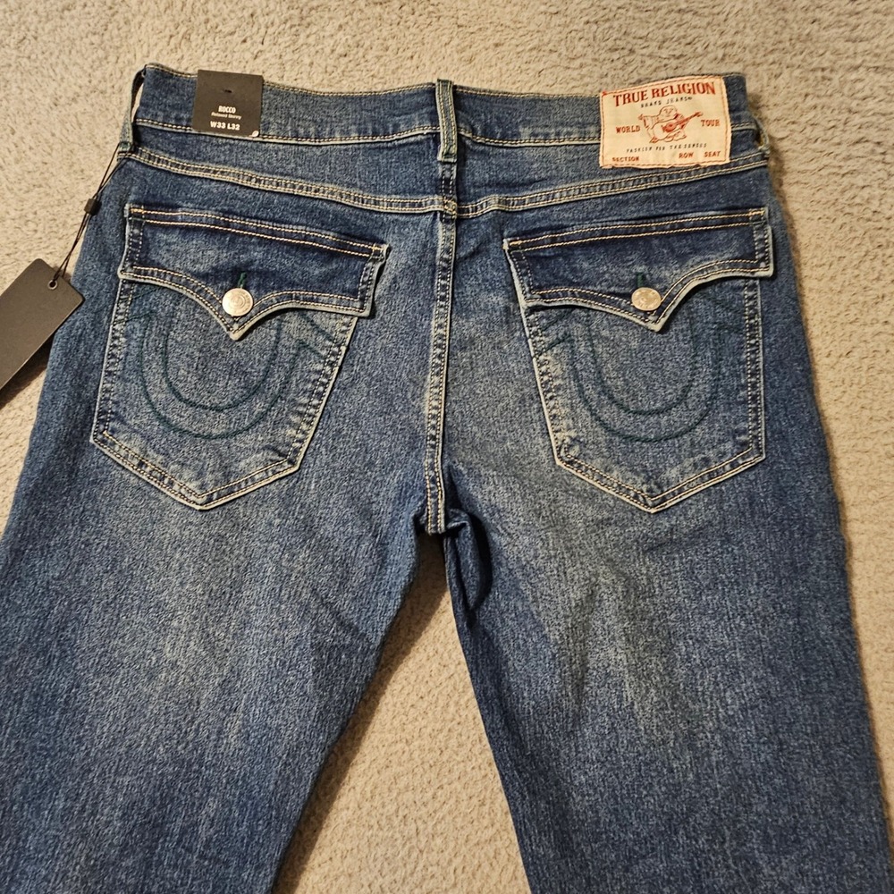 True Religion Rocco Relaxed Skinny Jeans Medium Blizzard Wash 33 x 32 700117